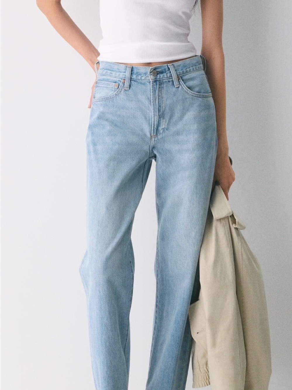 Denim Forum Light Blue Straight Leg Jeans